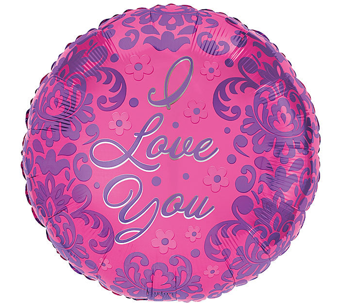 I Love You Balloon Damask Floral