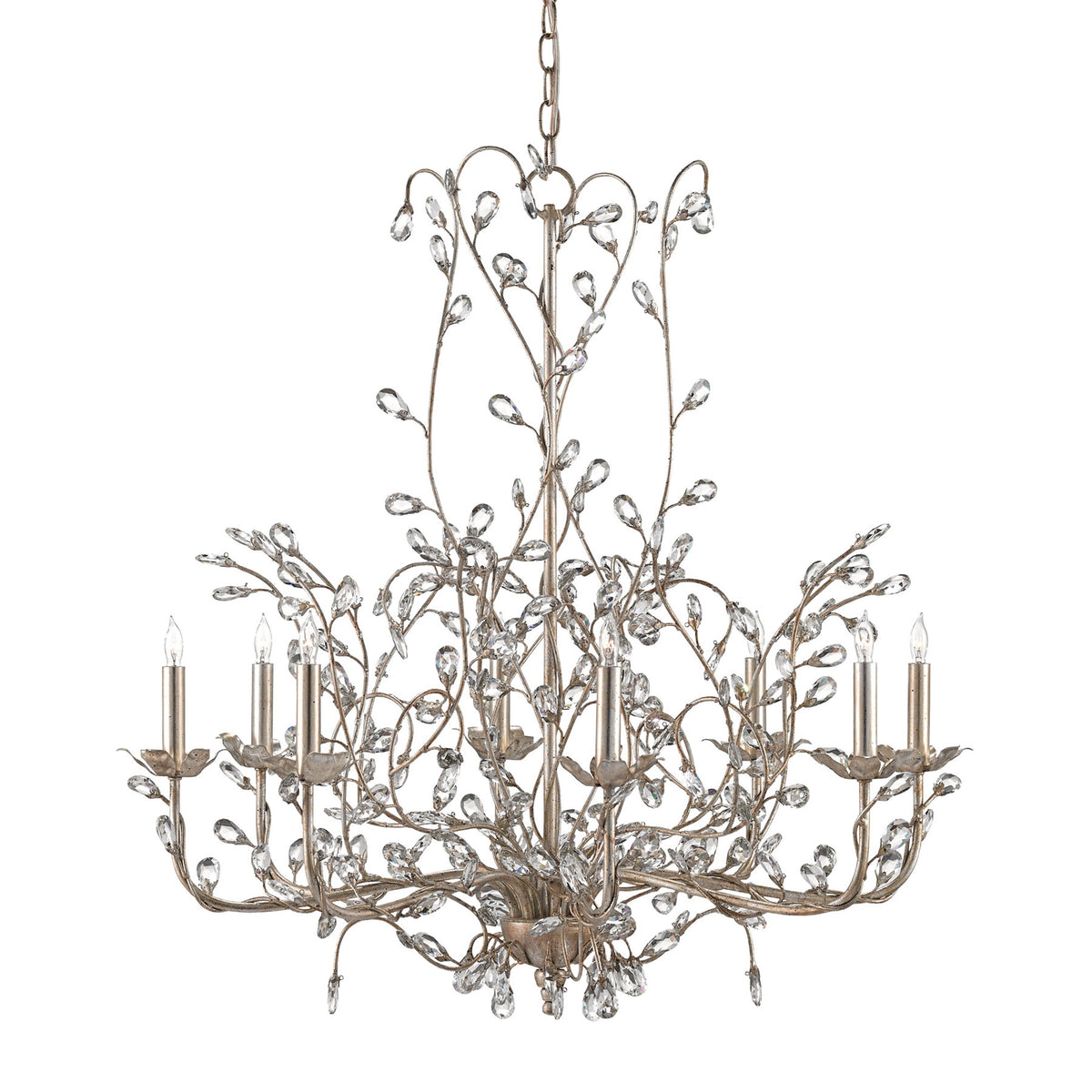 Crystal Bud Silver Large Chandelier