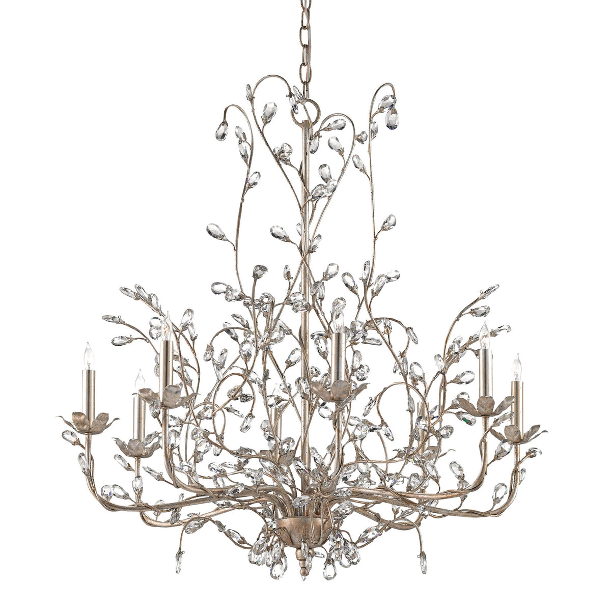 Crystal Bud Silver Large Chandelier