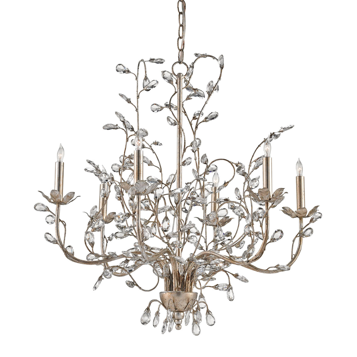 Crystal Bud Silver Medium Chandelier