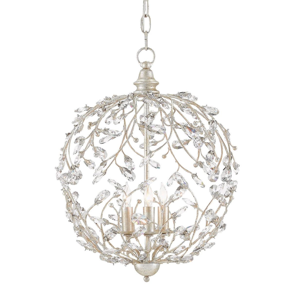 Crystal Bud Silver Orb Chandelier