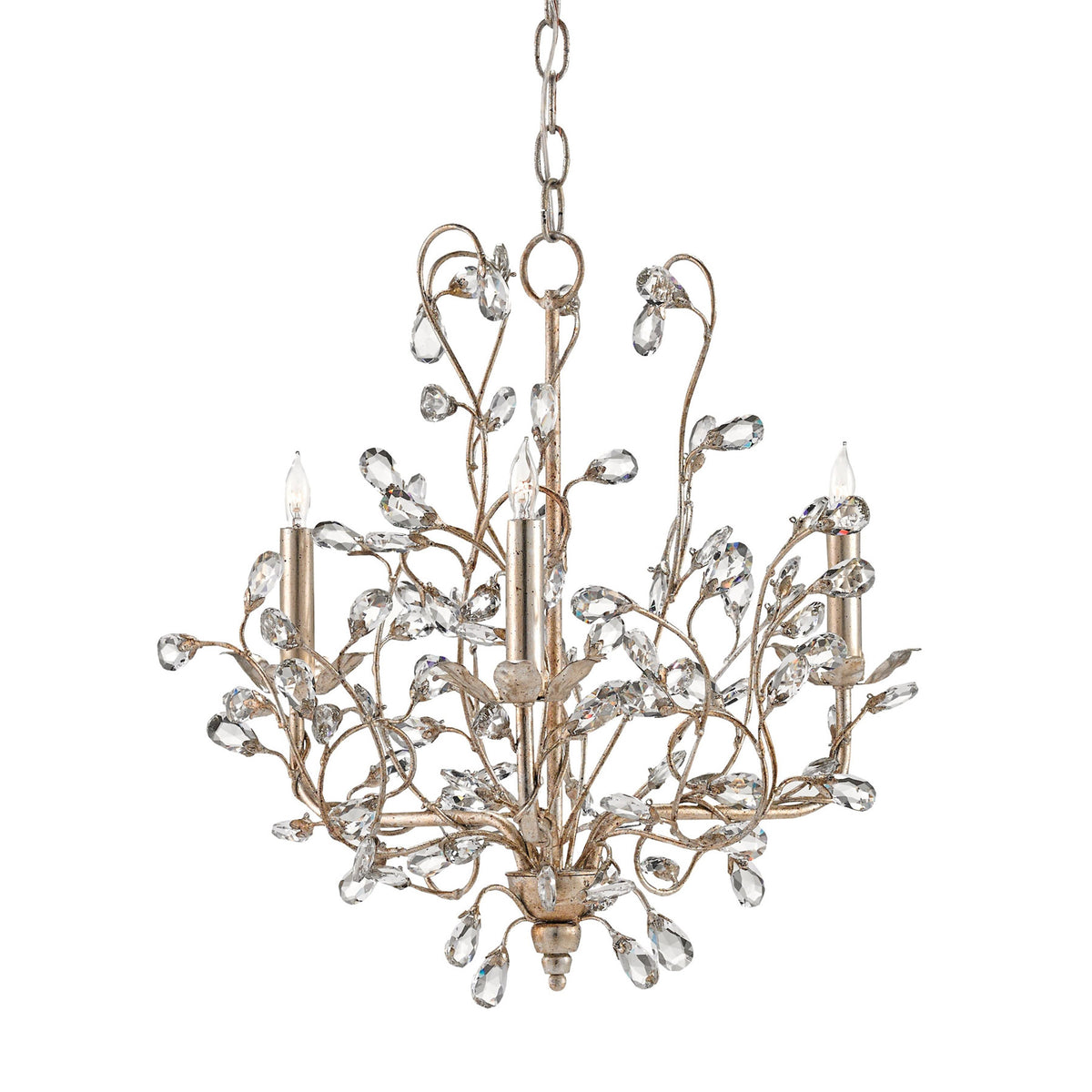 Crystal Bud Silver Small Chandelier