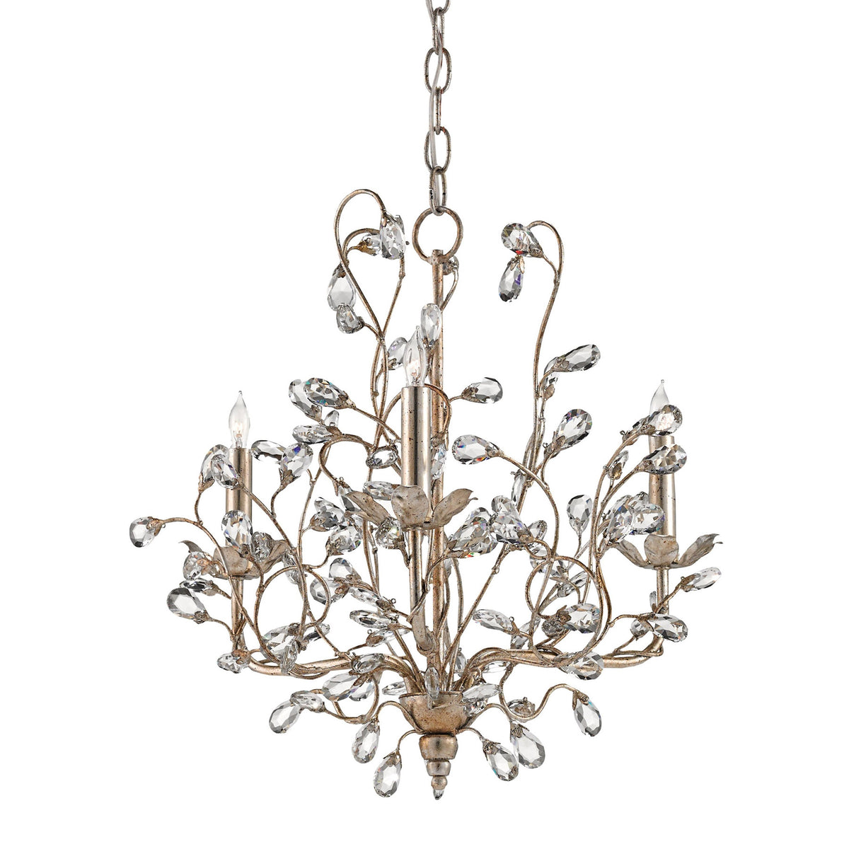 Crystal Bud Silver Small Chandelier
