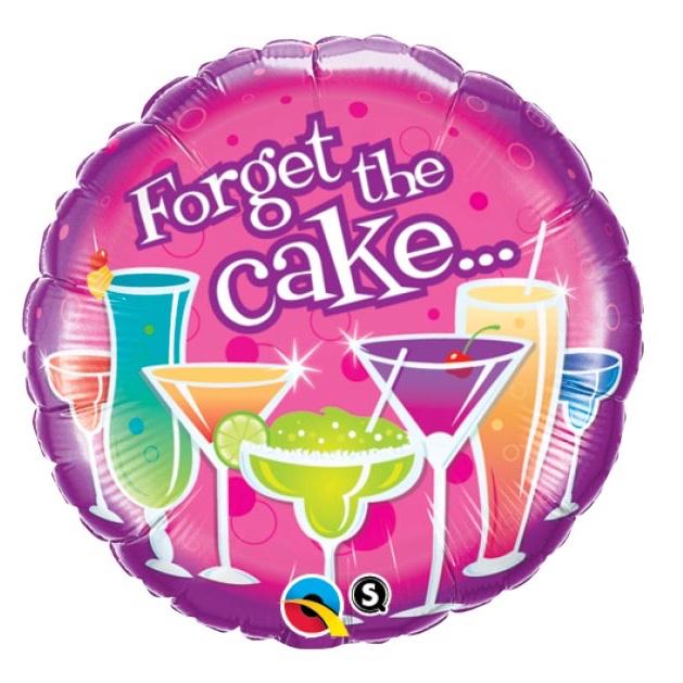 Forget the Cake Foil Balloon, pink and featuring cocktail glasses