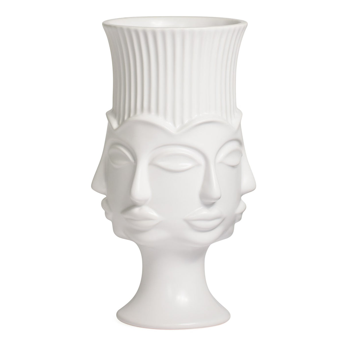 Odyssey Ceramic Face Vase - White