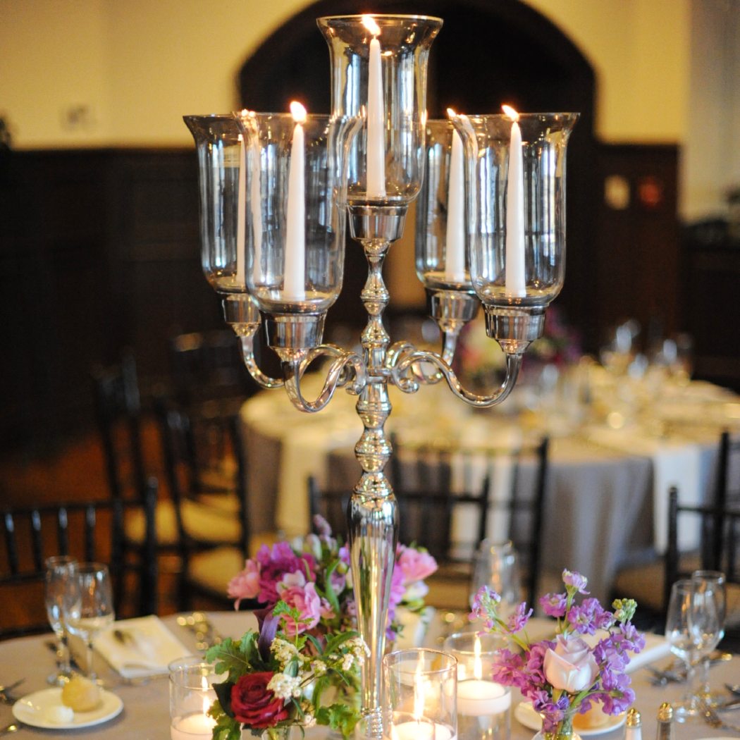 Silver with Glass Candelabra