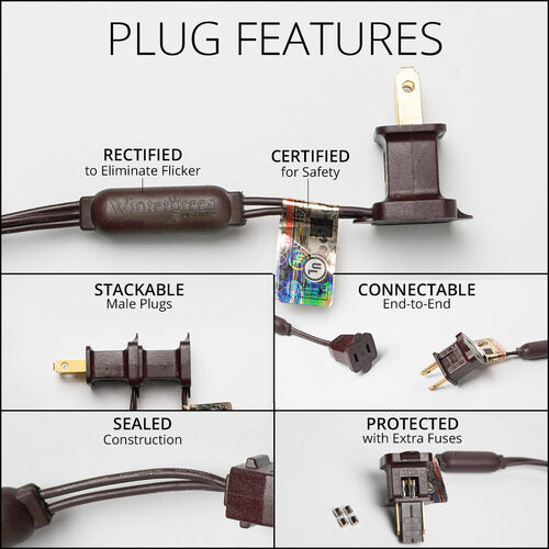 Warm White LED Christmas Lights on Brown Wire