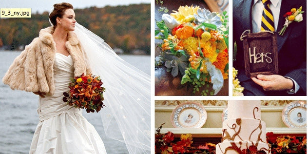 bride with bouquet, wedding cake and regional arrangement