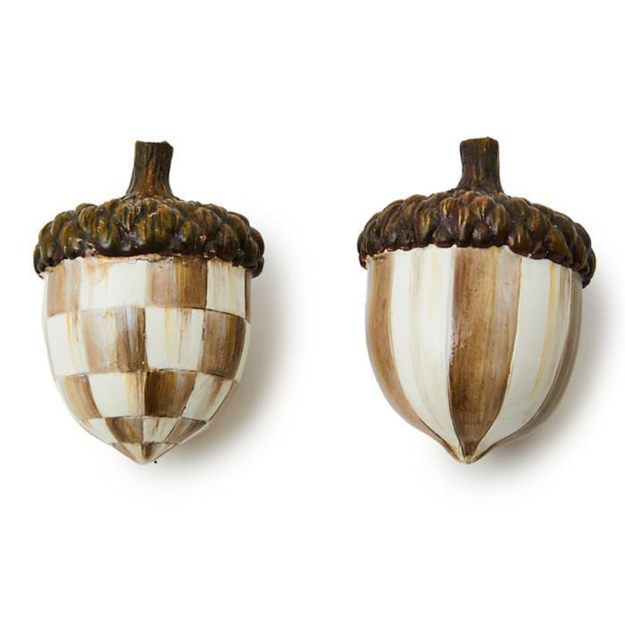Mocha Check Acorns set of 2