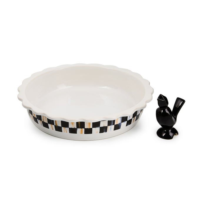Courtly Check Everyday Pie Plate With Pie Bird