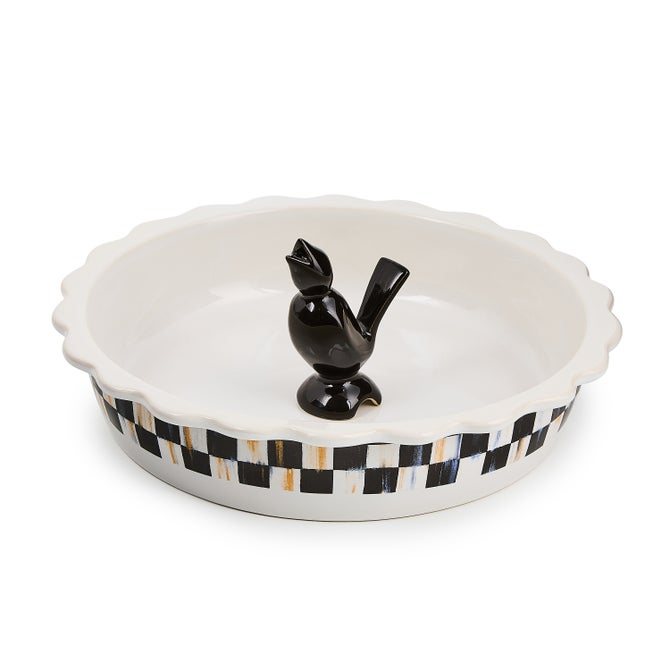 Courtly Check Everyday Pie Plate With Pie Bird