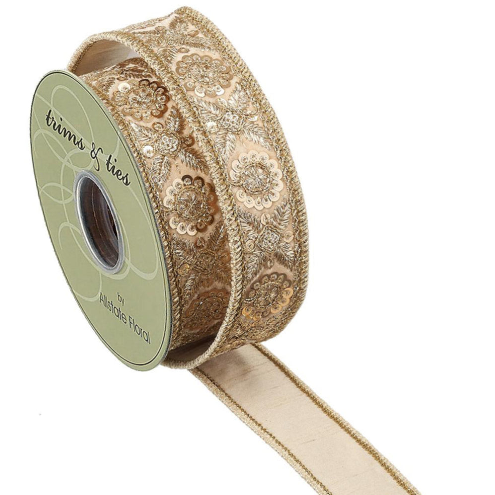 Jewel Trim Velvet Ribbon
