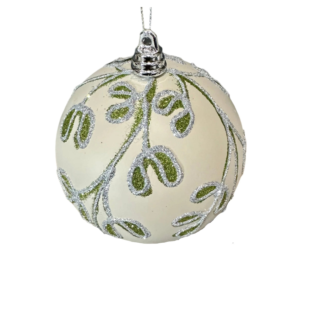 4&quot; Glitter Lime Mistletoe Ball Ornament