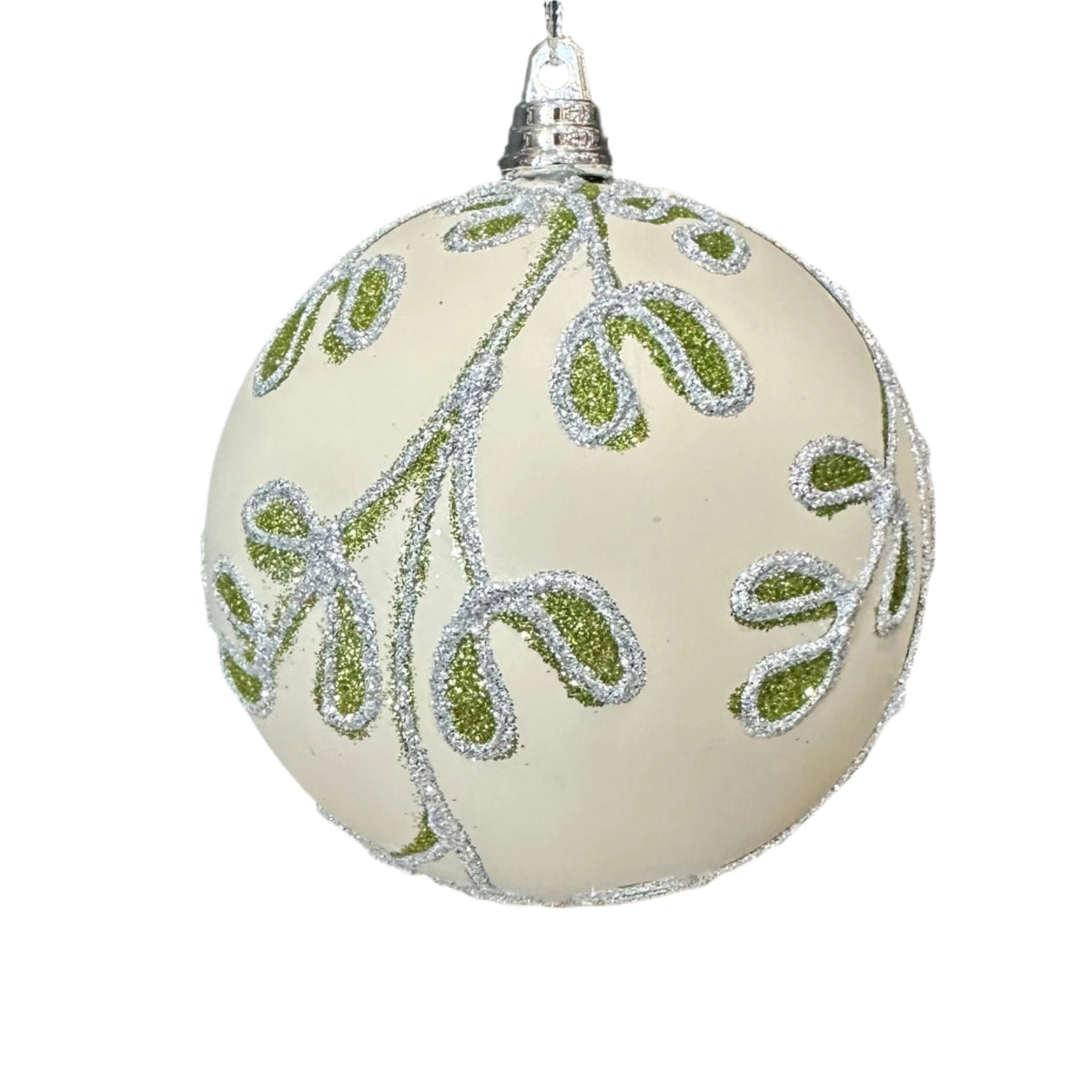 4&quot; Glitter Lime Mistletoe Ball Ornament