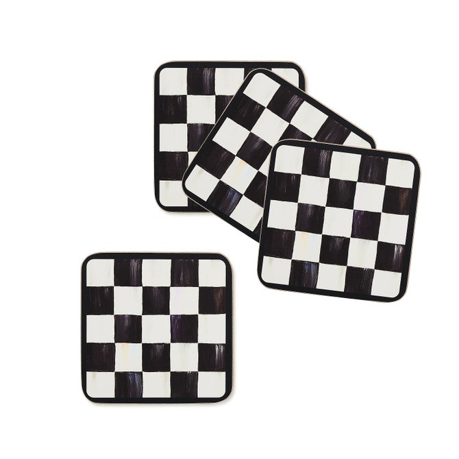 Courtly Check Cork Back Coasters - Set of 4