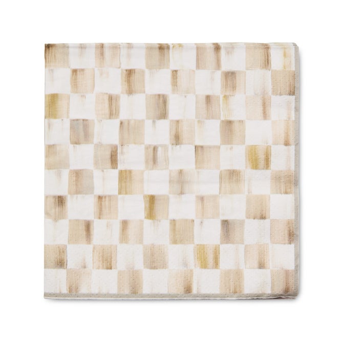 Mocha Check Paper Napkins - Dinner