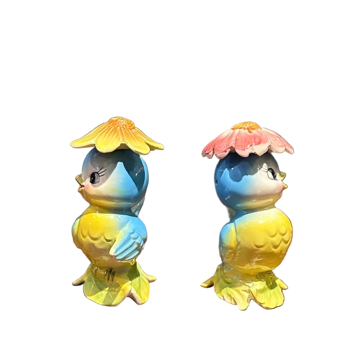 Vintage Bluebird Flower Salt And Pepper Shakers