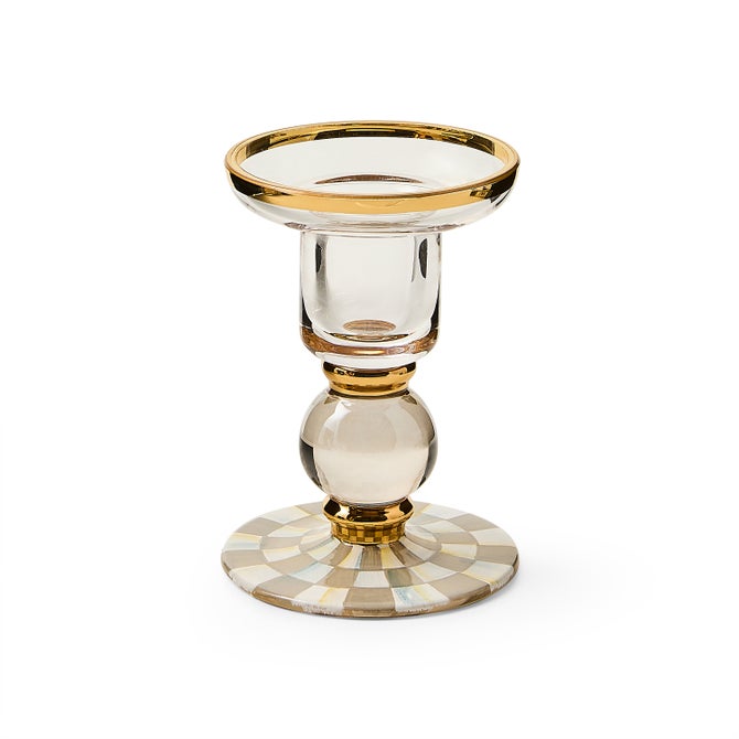 Sterling Check Glass Candlestick