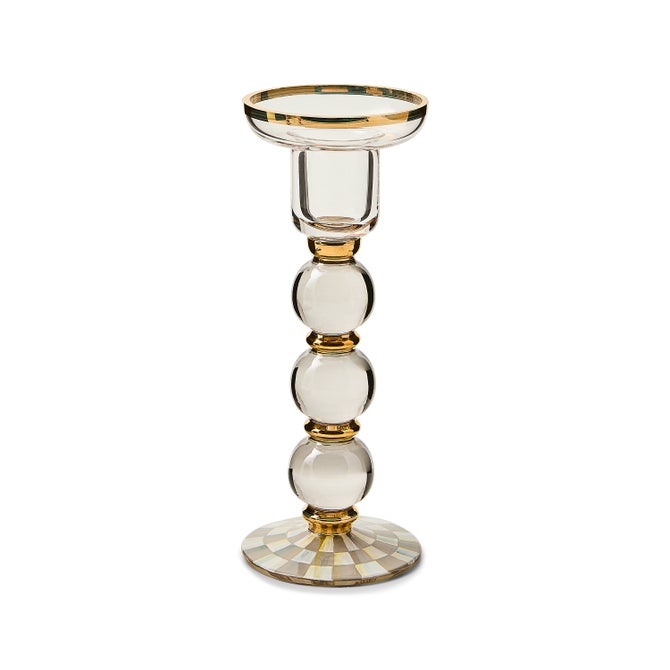 Sterling Check Glass Candlestick