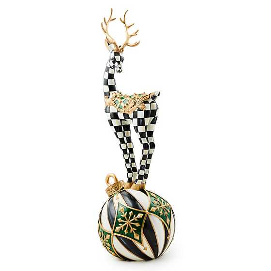 Emerald Luxe Check Deer On Ornament Figurine