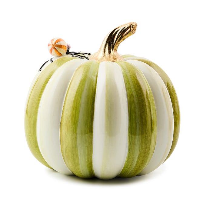 Fergal&#39;s Friend Spider On Mini Moss Stripe Pumpkin