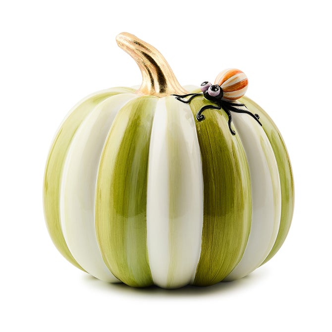 Fergal&#39;s Friend Spider On Mini Moss Stripe Pumpkin