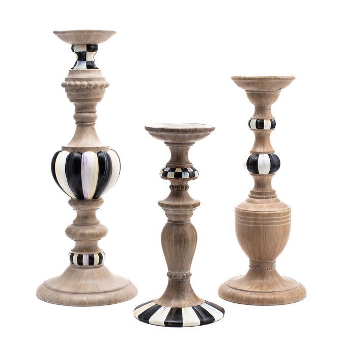 Courtly Pillar Candle Holders, Set Of 3