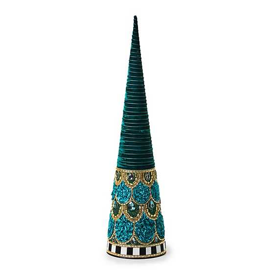 Emerald Luxe Medium Beaded Cone Tree