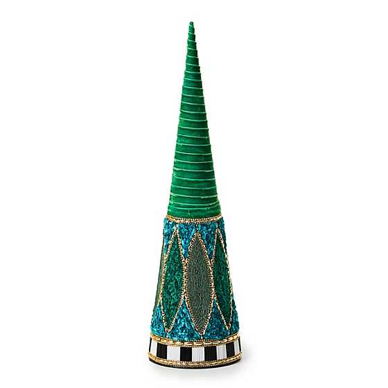 Emerald Luxe Small Beaded Cone Tree