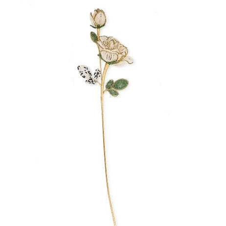 White Rose Beaded Stems