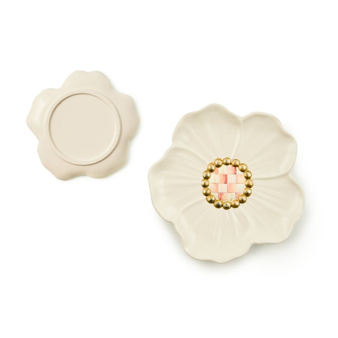 Rosy Flower Trinket Dishes, Set Of 2