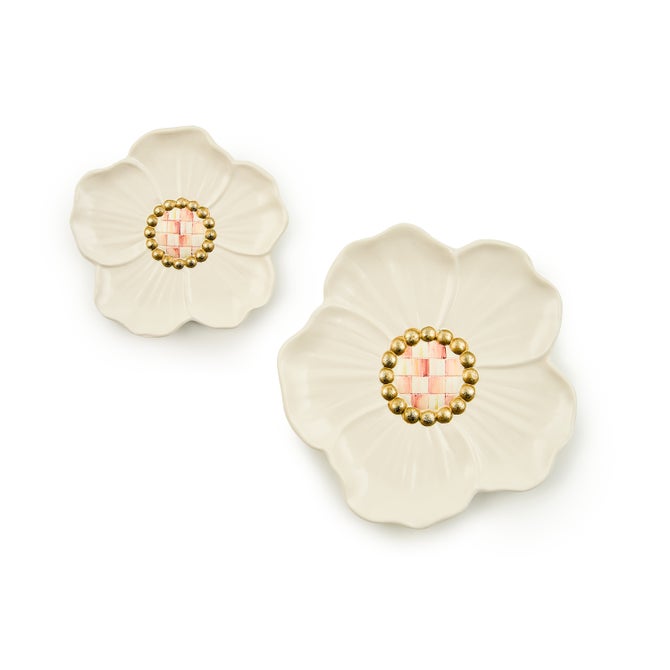 Rosy Flower Trinket Dishes, Set Of 2