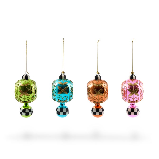 Confetti Reflector Glass Ornaments, Set Of 4