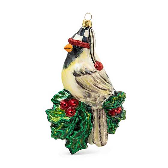 Glass Ornament - Snow Cardinal
