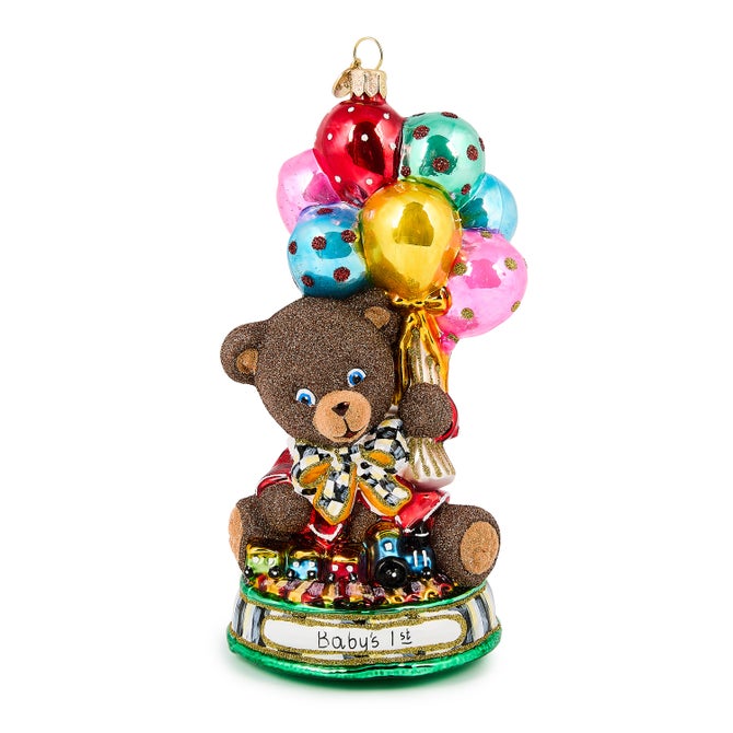 Baby&#39;s 1st Balloon Bear Glass Ornament