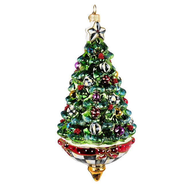 Tree Spinning Top Glass Ornament
