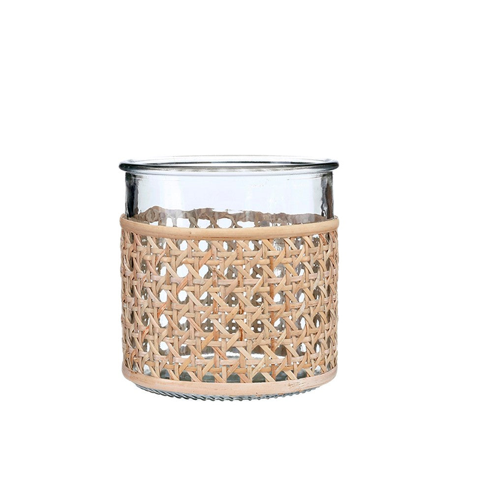 Rattan Wrapped Clear Glass Vases