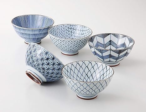 Traditionally Japanese Rice Bowls - Set of 5