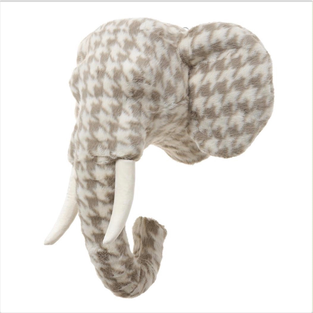 Houndstooth Pattern Elephant Head Wall Mount