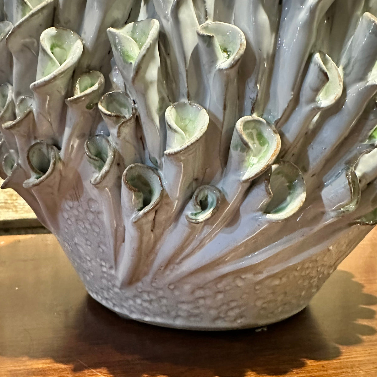 Green &amp; White Ceramic Vase