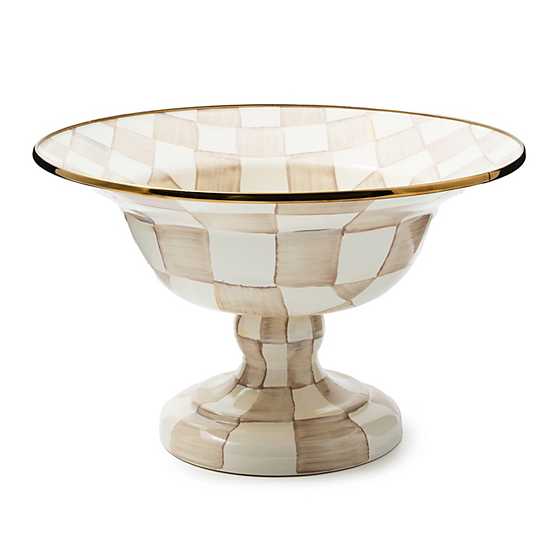 Mocha Check Enamel Compote - Large