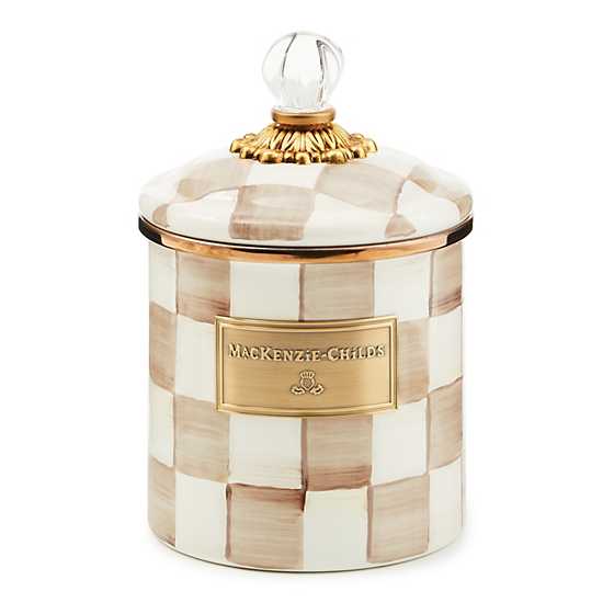 Mocha Check Enamel Canister - Small
