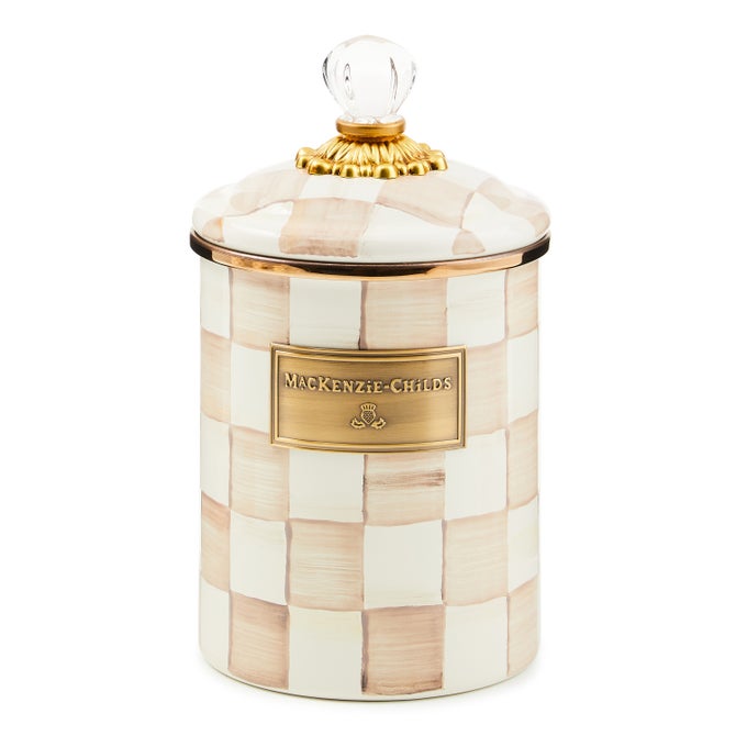 Mocha Check Enamel Canister - Medium