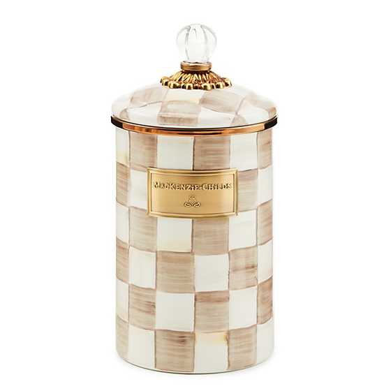 Mocha Check Enamel Canister - Large