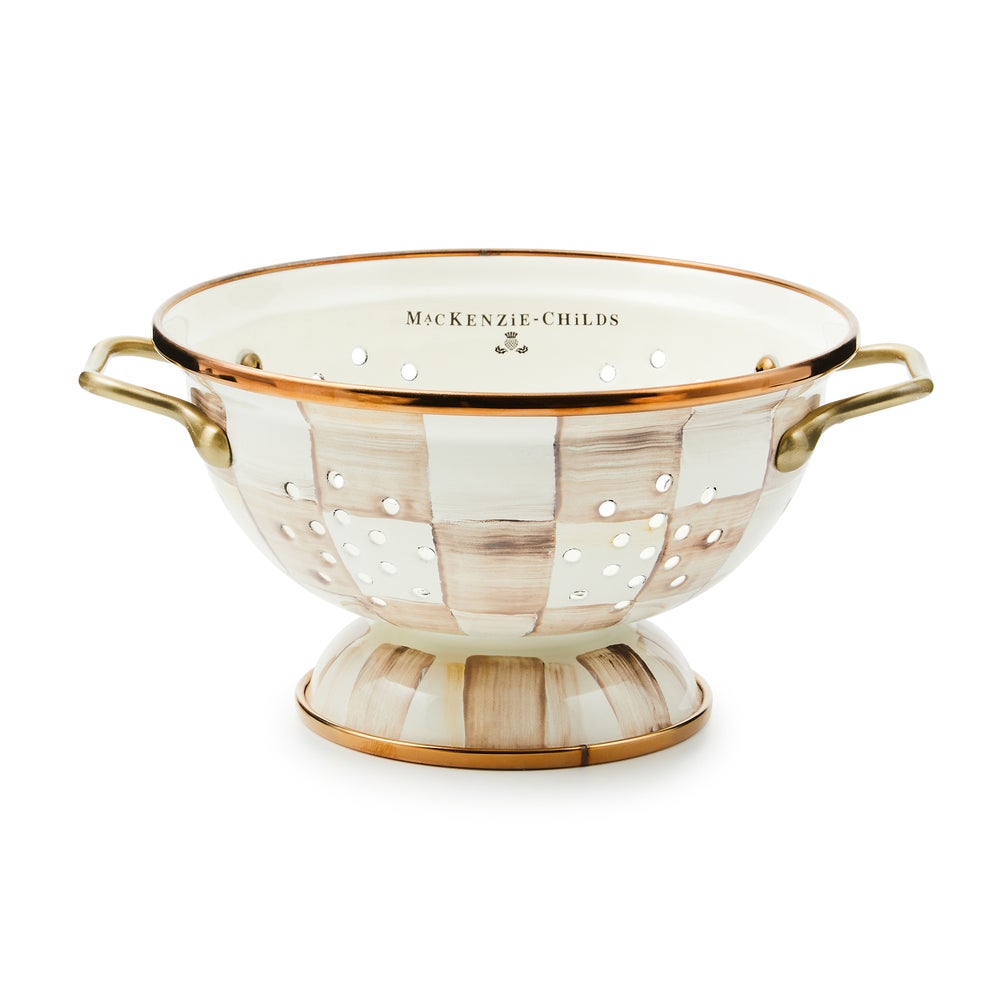 Mocha Check Enamel Colander - Small