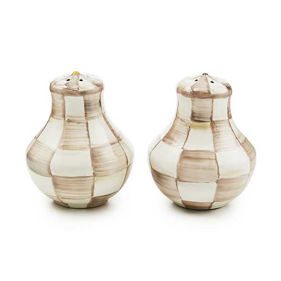 Mocha Check Enamel Salt &amp; Pepper Shakers