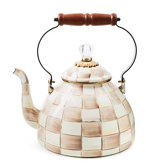 Mocha Check 3 Quart Tea Kettle