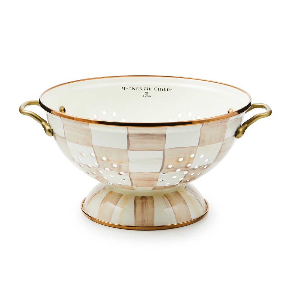 Mocha Check Enamel Colander - Large