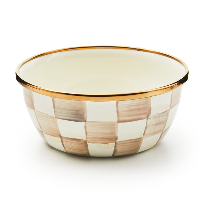 Mocha Check Enamel Pinch Bowl