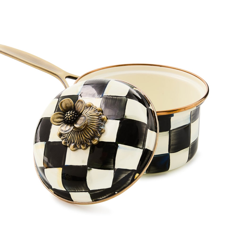 Courtly Check Enamel 1 Qt. Saucepan